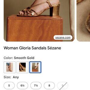 Sezane Gloria Heeled Sandals in smooth gold Size 9/40 EU